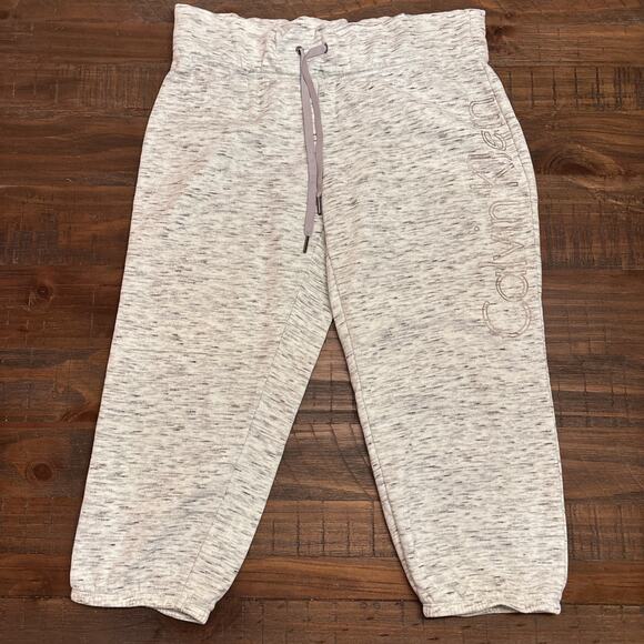 Calvin Klein Womens Joggers Light Teal Heather Fleece Lined Fold Over Size M - Picture 1 of 9